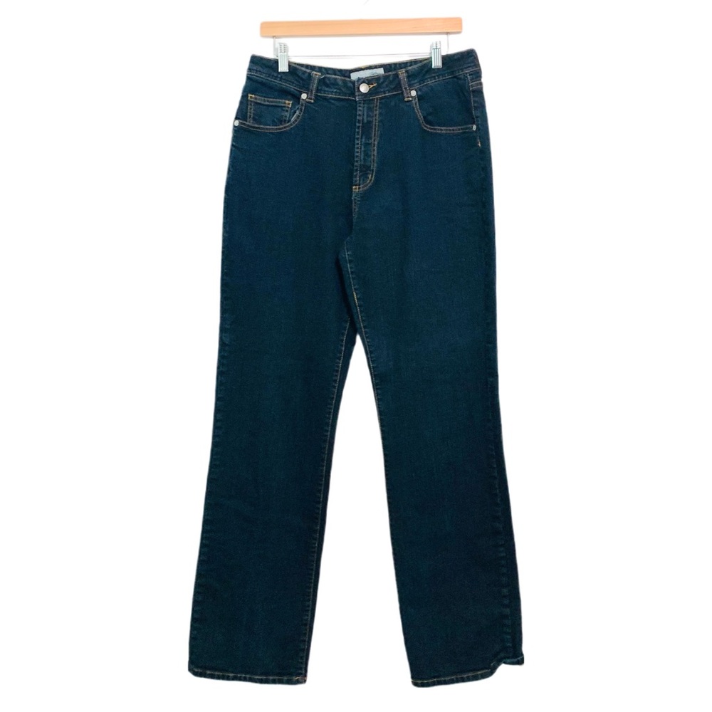 Chico’s Platinum Dark Wash High Rise Straight Leg Jeans Size 12 Long